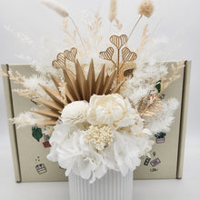 Load image into Gallery viewer, White Sympathy Dried Floral Arrangement in a Gift Box