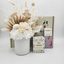 Load image into Gallery viewer, Sympathy White Dried Floral Arrangement Gift Box