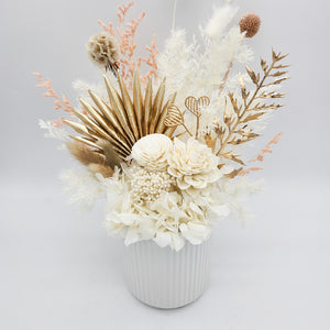 Sympathy Dried Flower Arrangements - White - Sydney Only