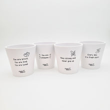 Load image into Gallery viewer, Positive Pots Four Pack - Cheeky Plant Co. Pots - 11cmD x 11cmH

