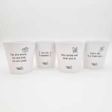 Load image into Gallery viewer, Positive Pots Four Pack - Cheeky Plant Co. Pots - 11cmD x 11cmH

