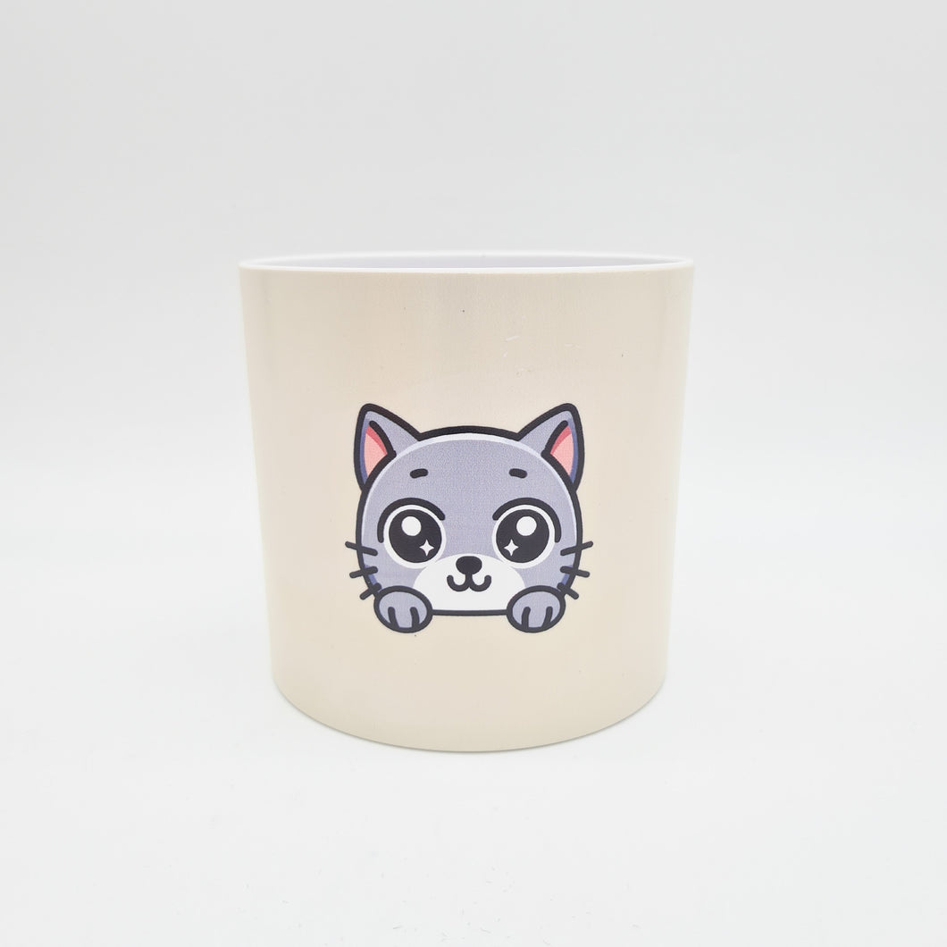 Grey Cat - Cheeky Plant Co. Pot -12.5cmD x 12cmH
