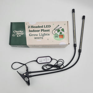 2 Headed LED Indoor Plant Grow Lights - White - Cheeky Plant Co.