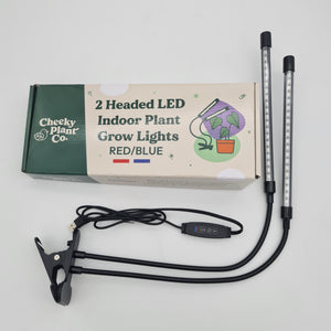 2 Headed LED Indoor Plant Grow Lights - Red/Blue - Cheeky Plant Co.