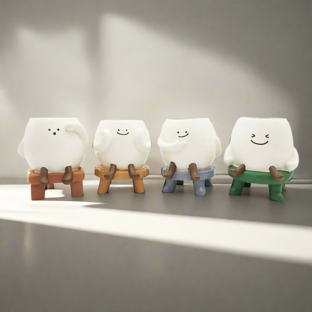 Smiley Cute Face Four Pots Pack