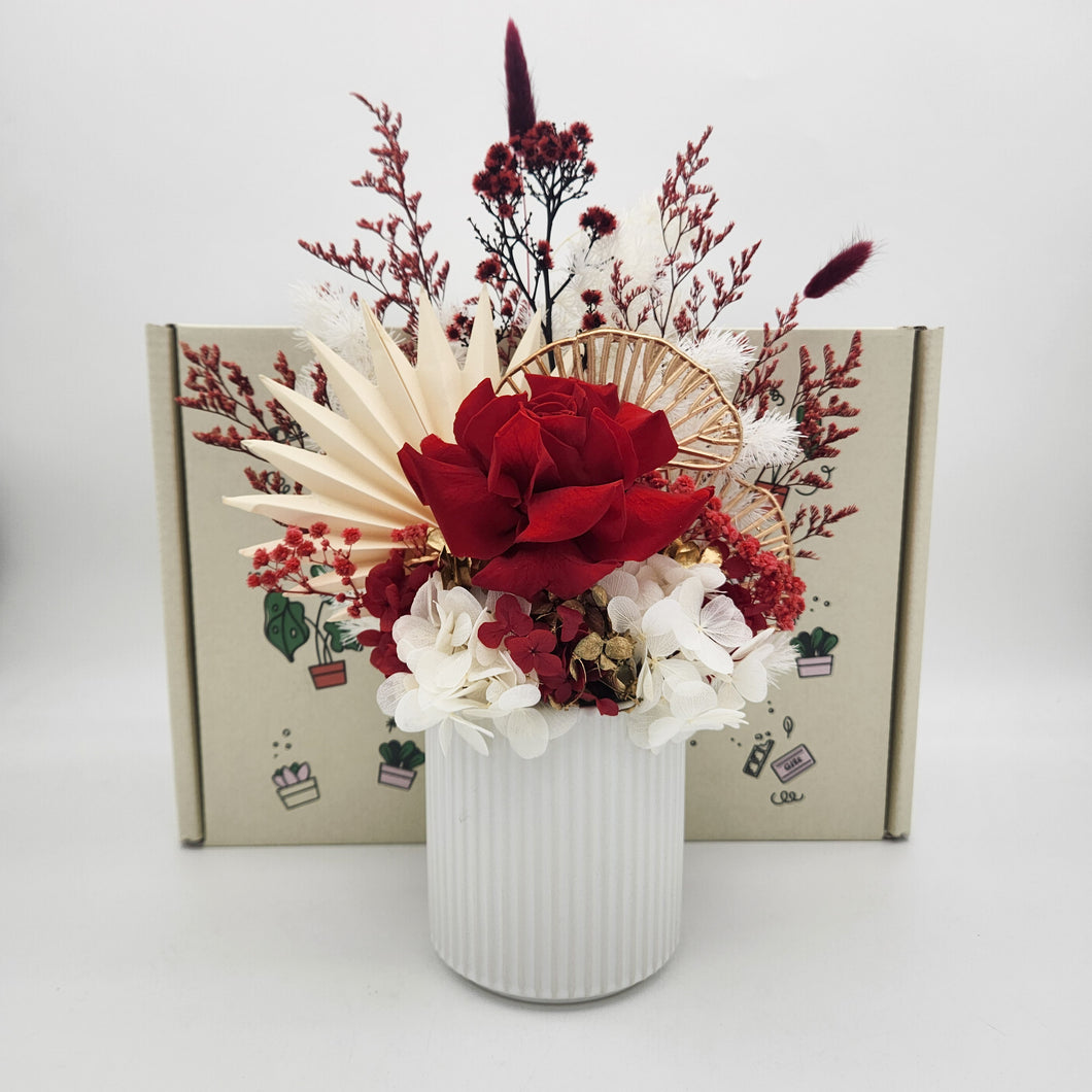 Red Love Dried Floral Arrangement in a Gift Box