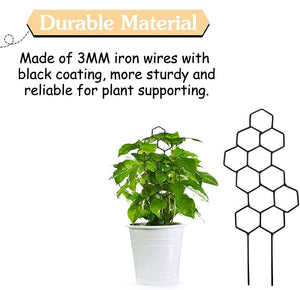 Black Iron Plant Trellis - Honeycomb (13x38.5cmH)