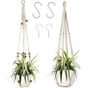 White Macrame Hangers - 88cmL Each (Set of 2)