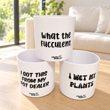 Load image into Gallery viewer, Trio Pack - Funny - Cheeky Plant Co. Pots - 12.5cmD x 12cmH
