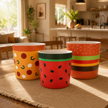 Load image into Gallery viewer, Trio Food Lover Pots Pack - Cheeky Plant Co. Pots - 12.5cmD x 12cmH

